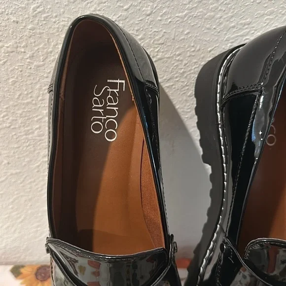 FRANCO SARTO CASSANDRA BLACK PATENT LEATHER LOAFER SZ 8M CAREER EVERYDAY - Picture 3 of 10